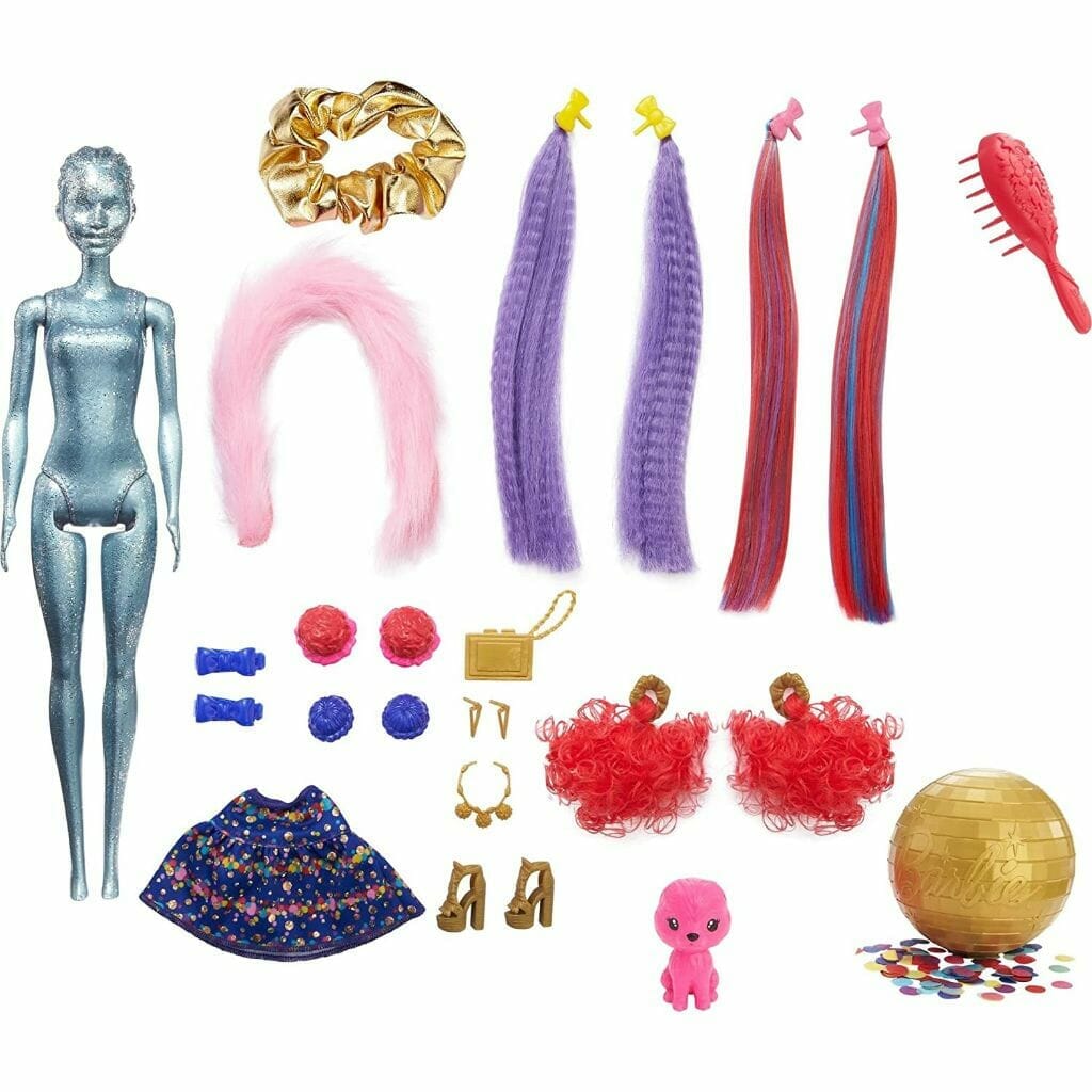 barbie color reveal glitter doll glittery blue (5)