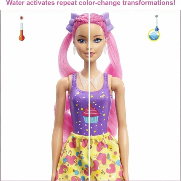 barbie color reveal glitter! hair swaps doll, glittery pink w ith 25 surprises5