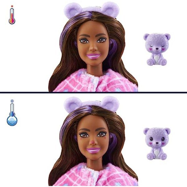 barbie cutie reveal doll, fantasy series teddy bear plush costume, 10 surprises including mini pet & color change (6)