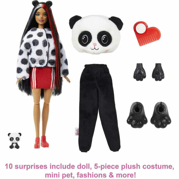 barbie cutie reveal doll with panda plush costume & 10 surprises (5)
