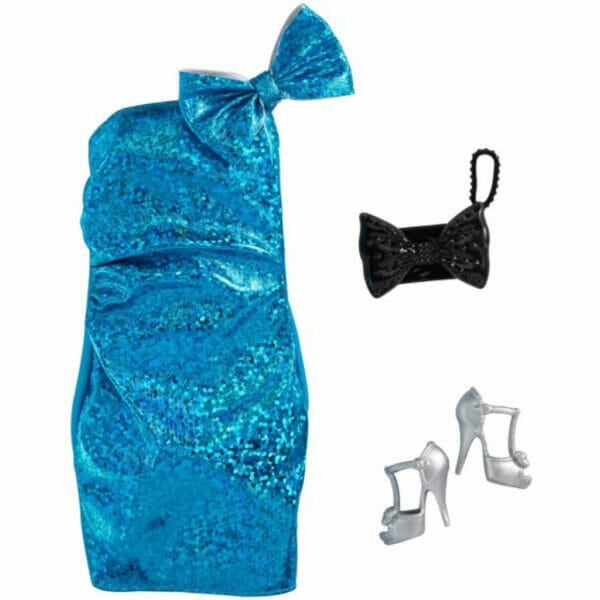 barbie doll clothes sparkling blue dress & 2 accessories (2)