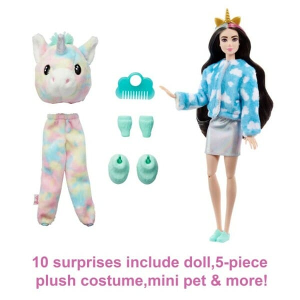 barbie doll cutie reveal unicorn plush costume doll with pet (6)