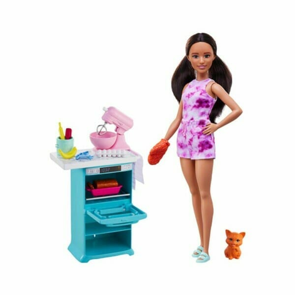barbie doll & kitchen playset doll (~10.5 in brunette, petite) (2)