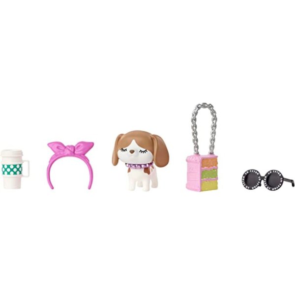 barbie extra doll and accessories with burgundy braids dressed in furry jacket with pet puppy (1)