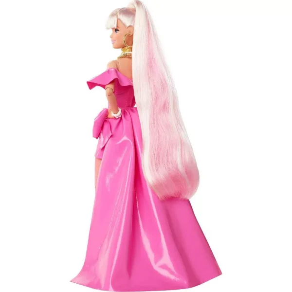 barbie extra fancy doll – pink glossy high low gown2