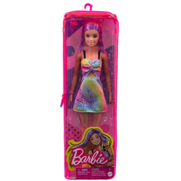 barbie fashionistas doll #190, purple hair streaks, romper dress, 3 to 8 years old