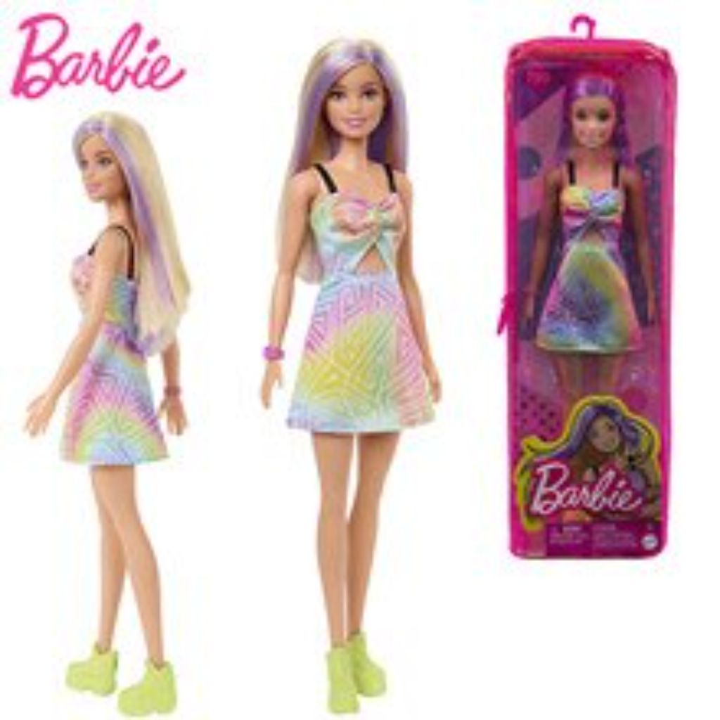barbie fashionistas doll #190, purple hair streaks, romper dress, 3 to 8 years old (2)