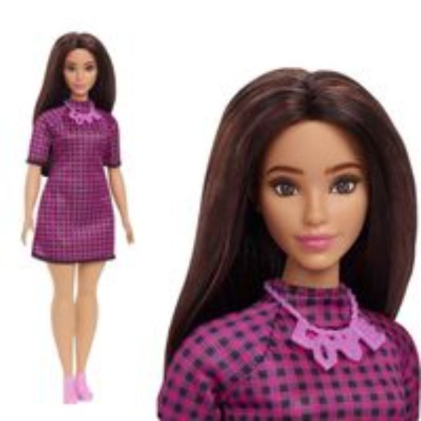barbie fashionistas doll, curvy, dress, love necklace, for child 3 to 8 years (2)