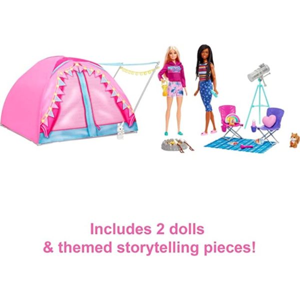 barbie it takes two camping playset with tent, 2 dolls 2