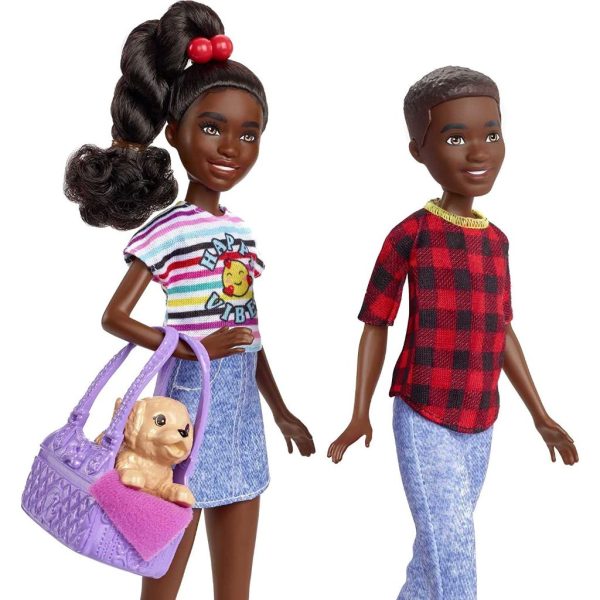 barbie it takes two playset with jackson & jayla twins dolls & 13 storytelling pieces including 3 pet puppies & accessories, toy for 3 year olds & up 2