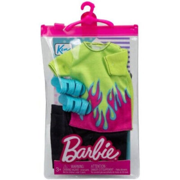 barbie ken doll clothes fashion pack flame design shirt black pants