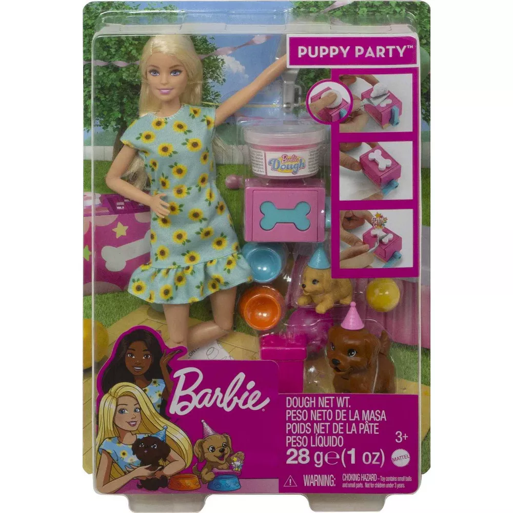 barbie puppy party doll and playset
