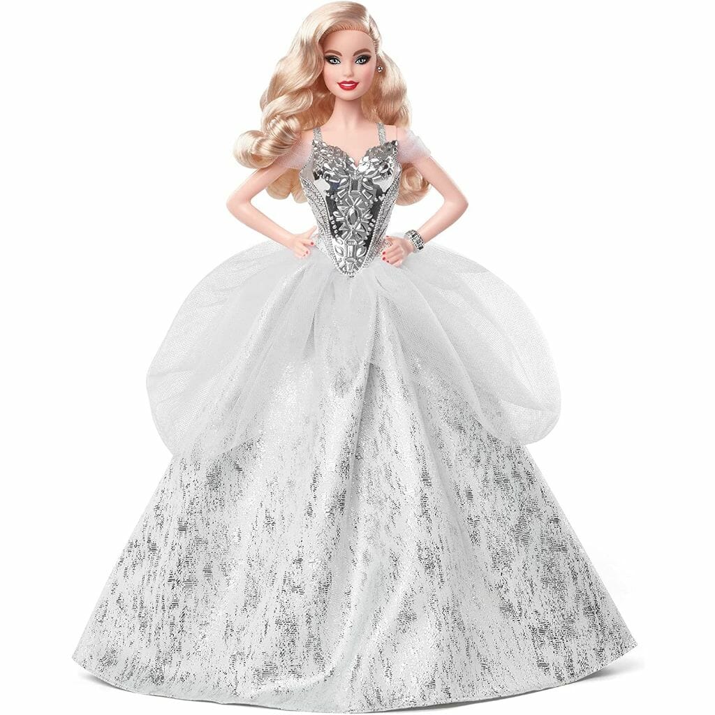 barbie signature 2021 holiday doll (12 inch, blonde wavy hair)