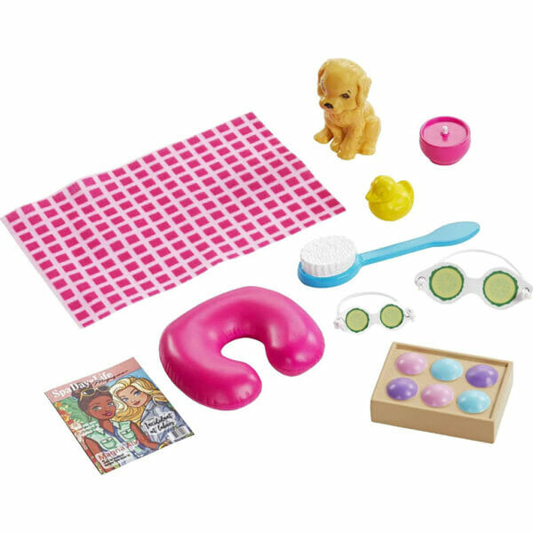 barbie spa doll, blonde, with puppy and 9 accessories5