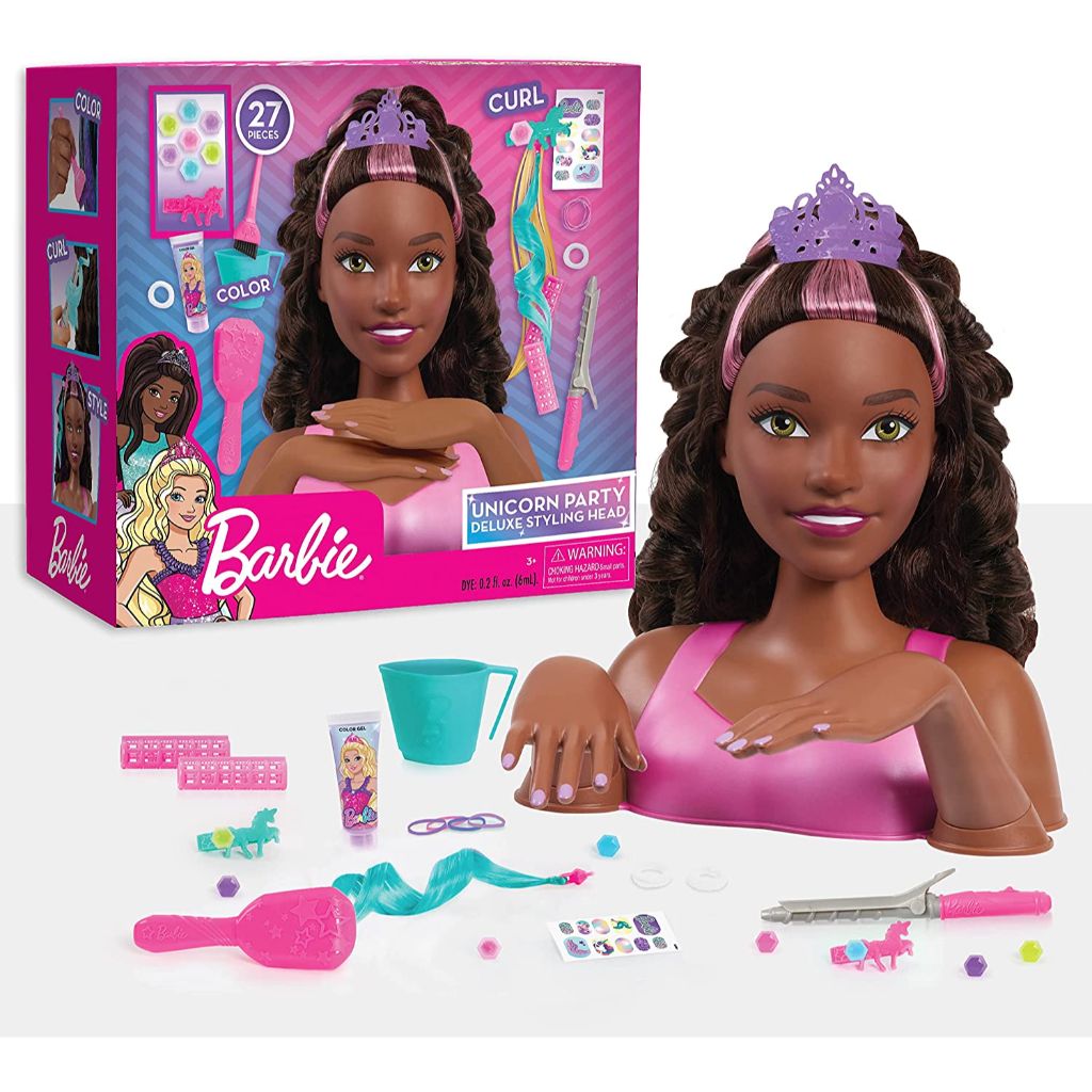barbie unicorn party 26 piece deluxe styling head
