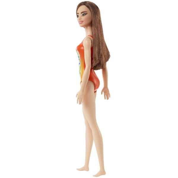 mattel barbie beach doll tie dye & daisies, brunette (1)