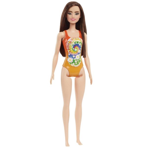 mattel barbie beach doll tie dye & daisies, brunette (2)