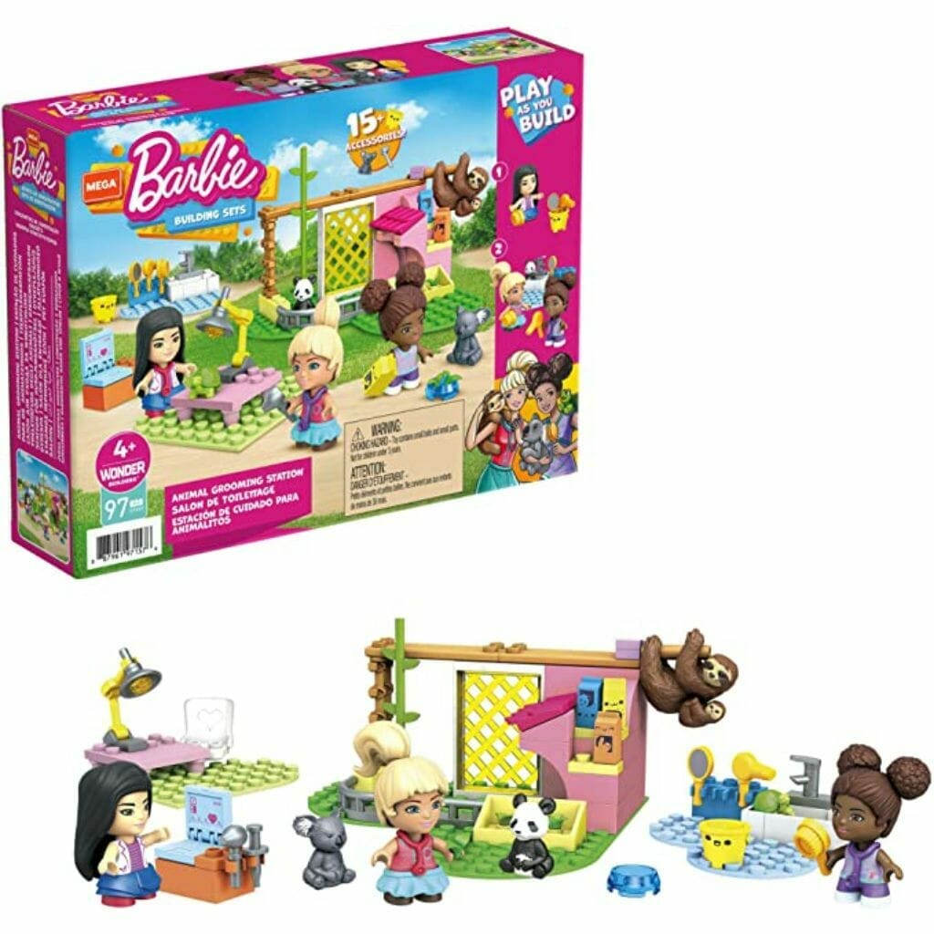 mega barbie animal grooming station building set 1