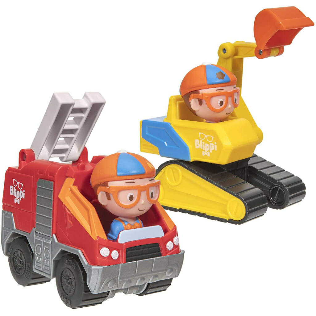 blippi mini vehicles, including excavator and fire truck1