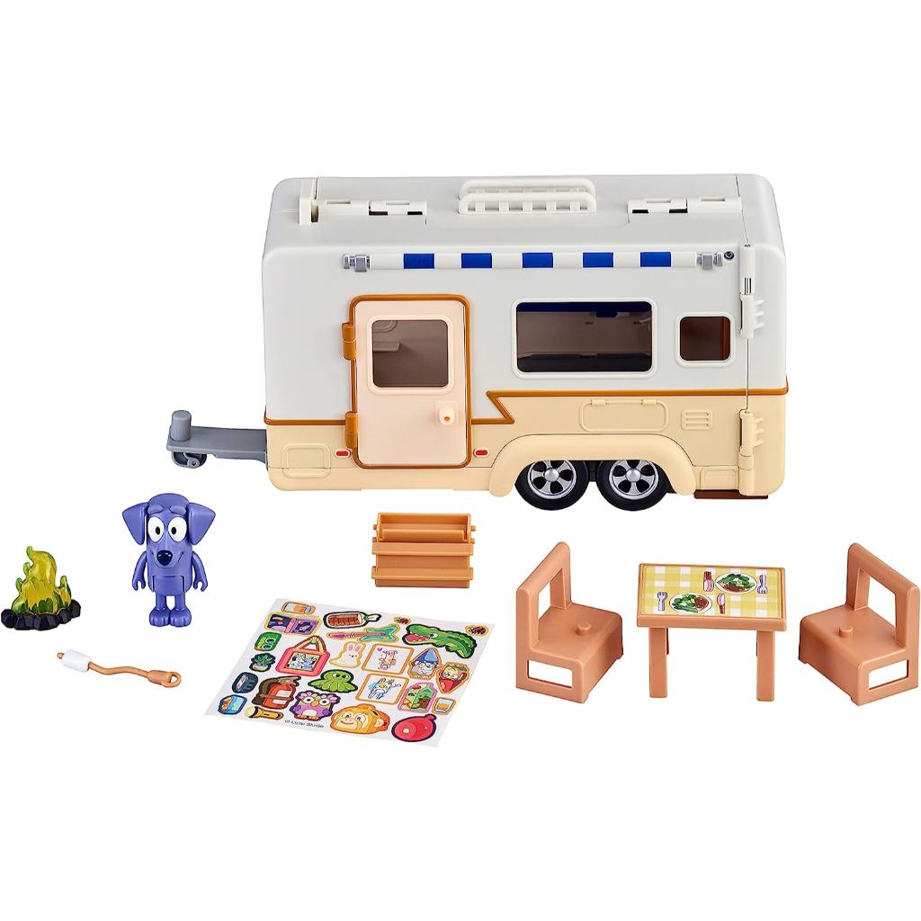 bluey caravan adventure playset, with 2.5″ jean luc figure