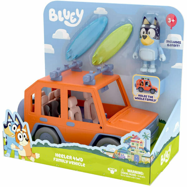 bluey heeler 4wd family vehicle four 2.5 3 figures & 1 car play vehicle9