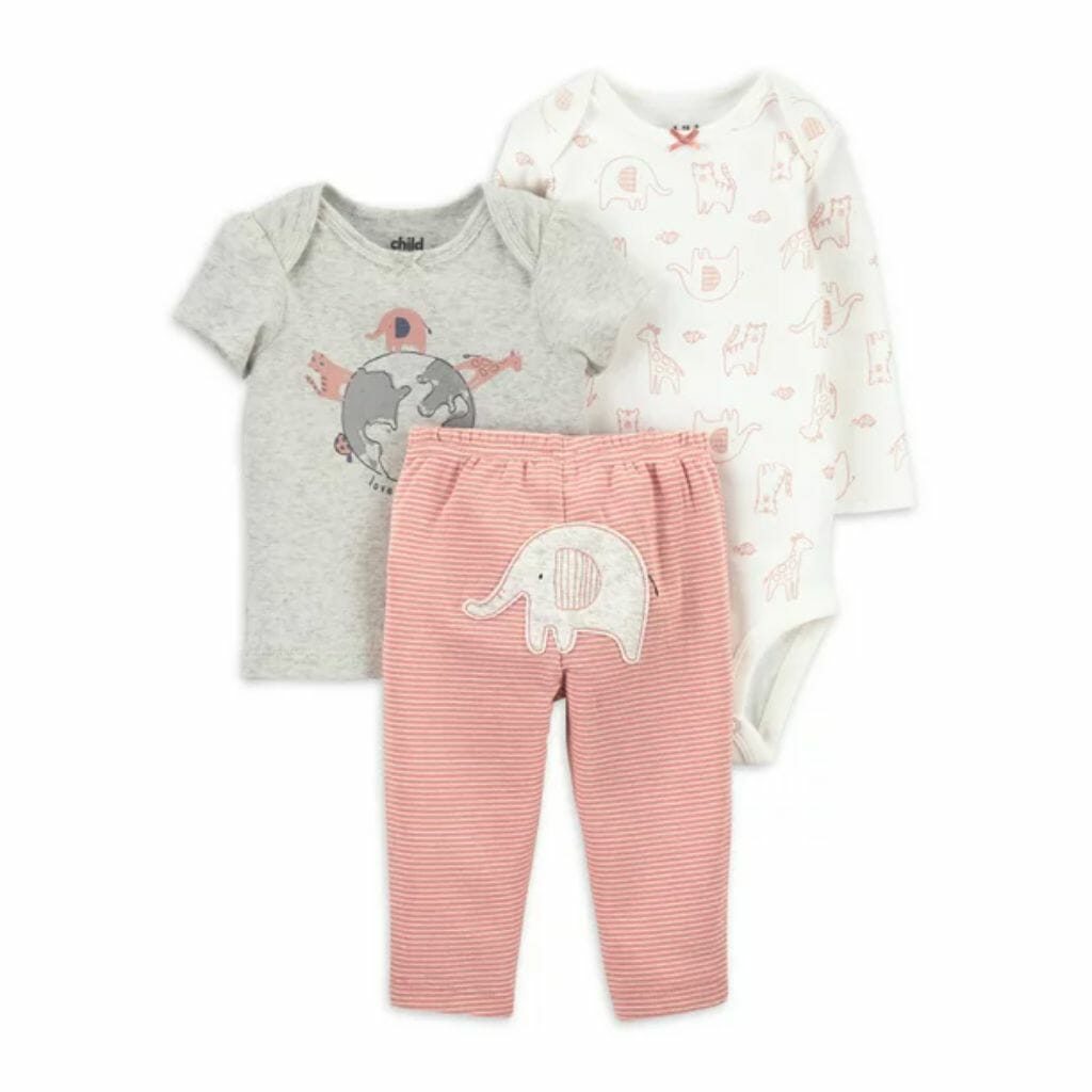 carter's child of mine baby girl outfit long sleeve bodysuit 3 piece set
