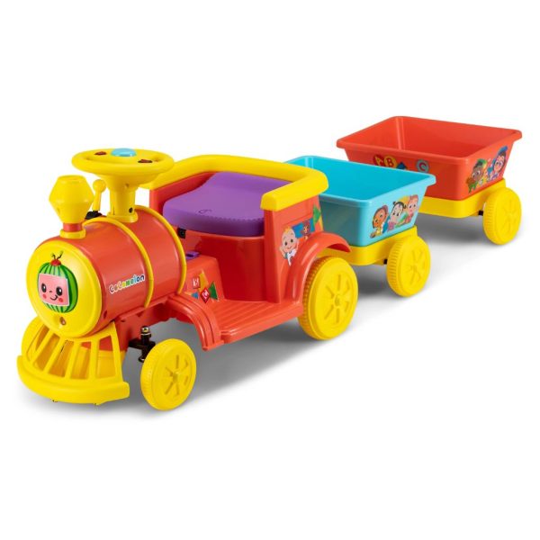 cocomelon choo choo train 6v ride on toy by kid trax, one rider 2