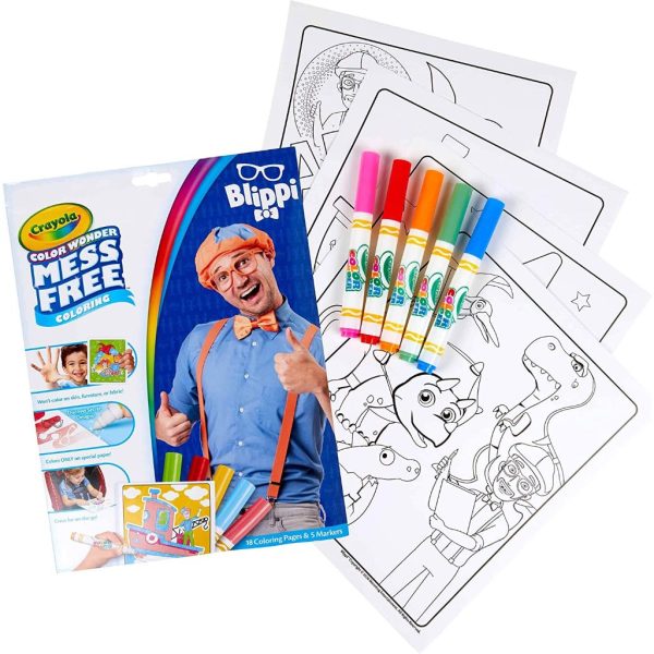 crayola blippi, color wonder mess free coloring pages & markers (8)