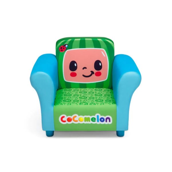 delta children upholstered chair, cocomelon1