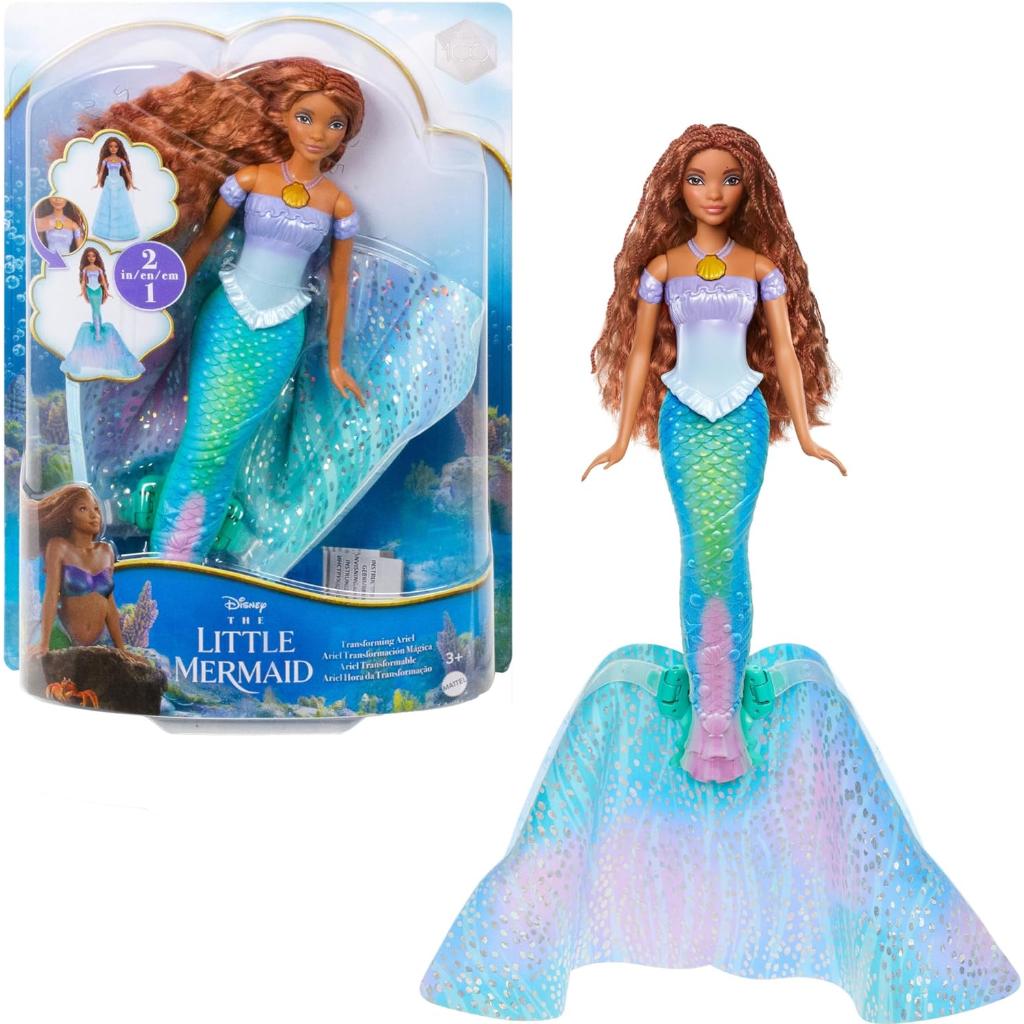 disney the little mermaid transforming ariel fashion doll, switch from human to mermaid