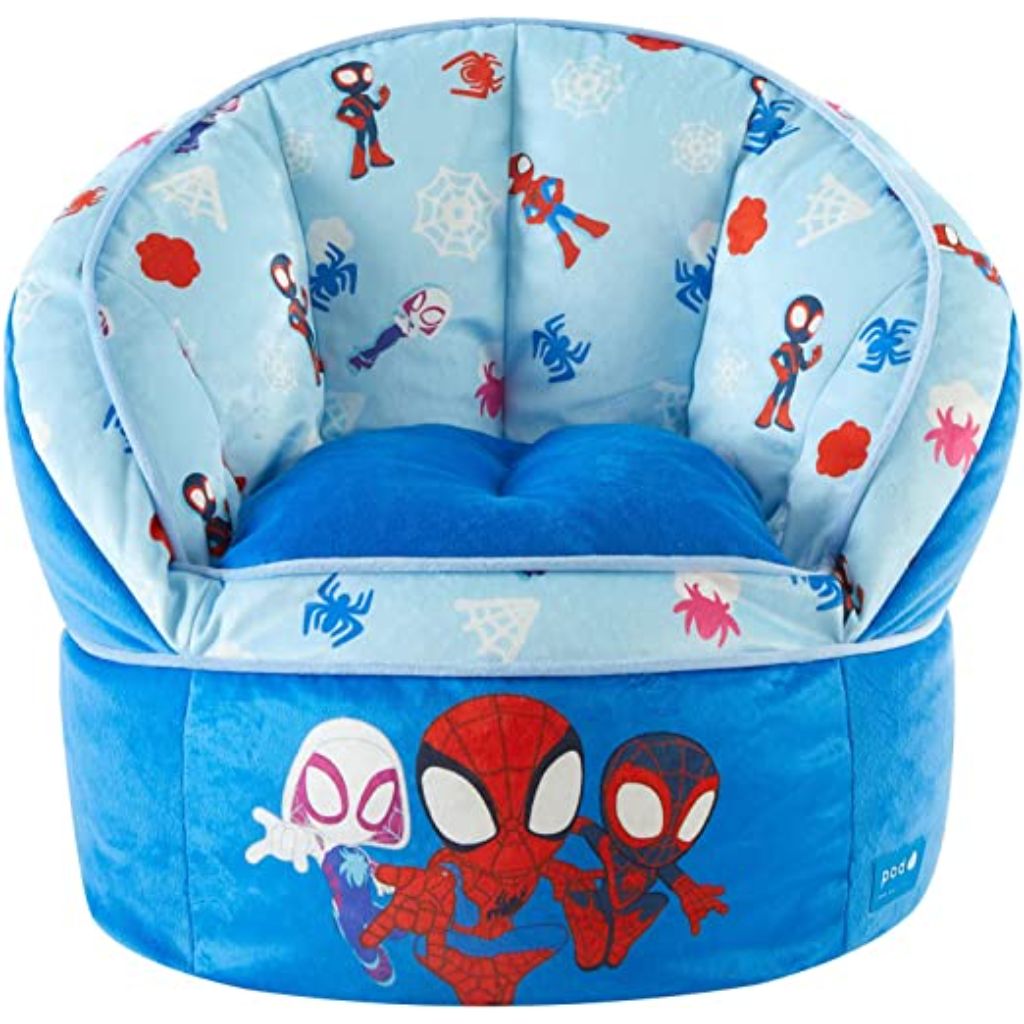 idea nuova marvel spidey and his amazing friends blue round bean bag chair for kids1