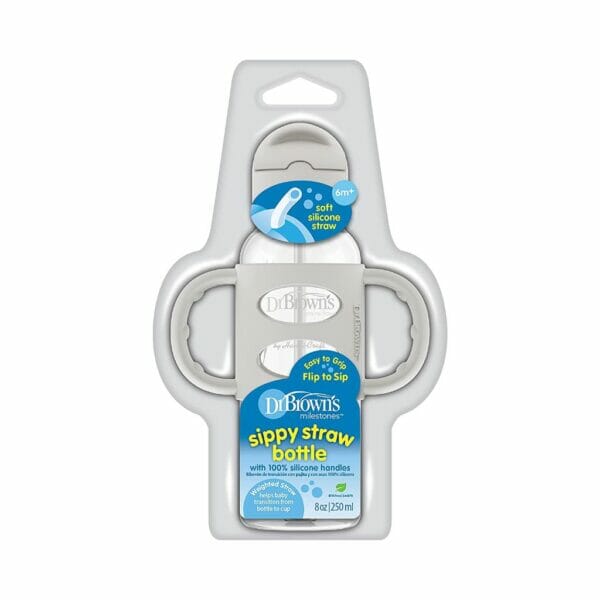 Dr. Brown's 8oz Sippy Straw Cup Grey