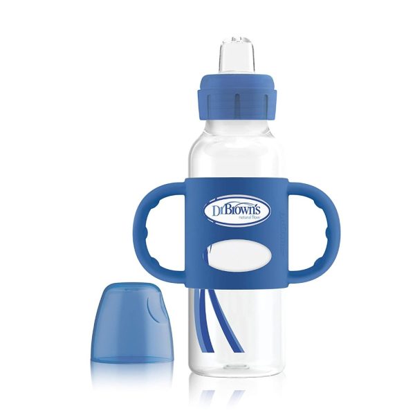 dr. brown’s milestones narrow sippy straw bottle blue (1)
