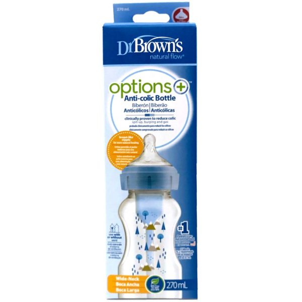 dr. brown's options+ anticolic bottle wide neck bottle 270ml blue1
