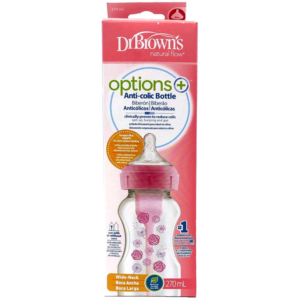 dr. brown's options+ anticolic bottle wide neck bottle9oz pink1