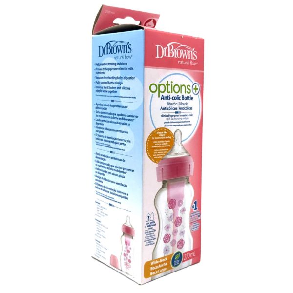 dr. brown's options+ anticolic bottle wide neck bottle9oz pink2