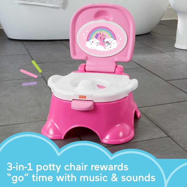 fisher price 3 in 1 unicorn tunes potty training toilet ring and step stool for toddlers 1