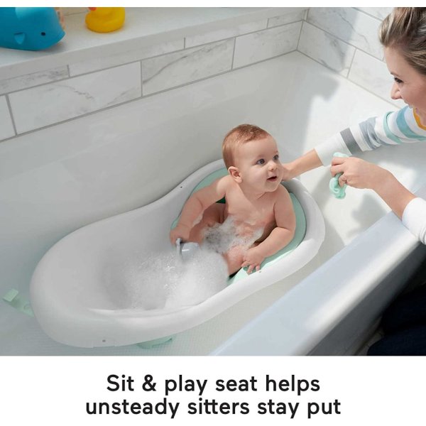 fisher price 4 in 1 sling 'n seat bath tub, climbing leaves, baby to toddler convertible tub with seat and toys2