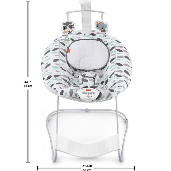 fisher price see and soothe deluxe bouncer, climbing leaves, soothing infant seat (1)