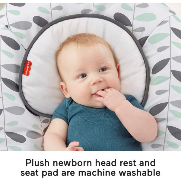fisher price see and soothe deluxe bouncer, climbing leaves, soothing infant seat (2)