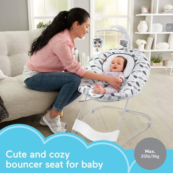 fisher price see and soothe deluxe bouncer, climbing leaves, soothing infant seat (5)