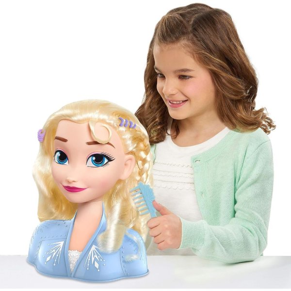 disney frozen 2 elsa 14 piece styling head for kids, blonde hair1