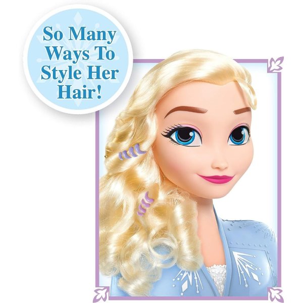 disney frozen 2 elsa 14 piece styling head for kids, blonde hair4