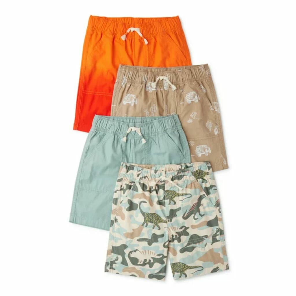 garanimals baby and toddler boy solid and print twill woven shorts multipack