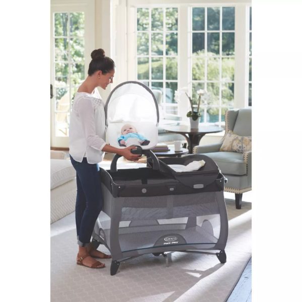 graco pack n play quick connect portable napper deluxe playard, asher (5)