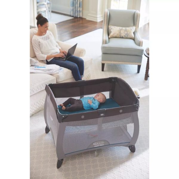 graco pack n play quick connect portable napper deluxe playard, asher (6)