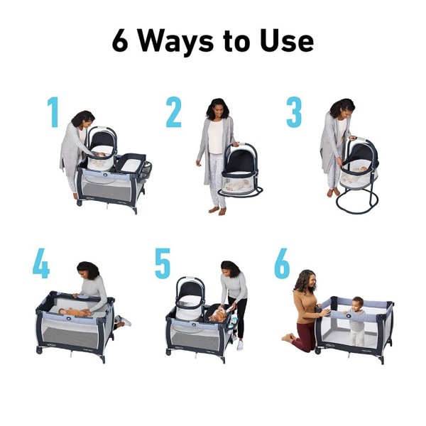 graco pack 'n play day2dream bassinet playard features portable bedside bassinet, diaper changer, and more, hutton4