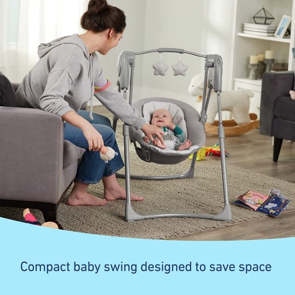 graco® slim spaces™ compact baby swing, reign1