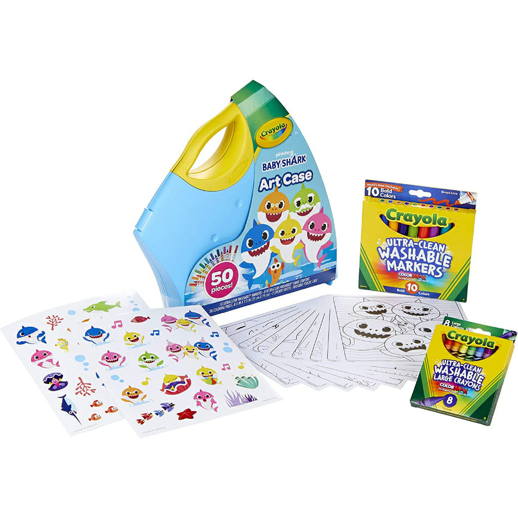 crayola baby shark art set, washable art supplies, 50 pieces4