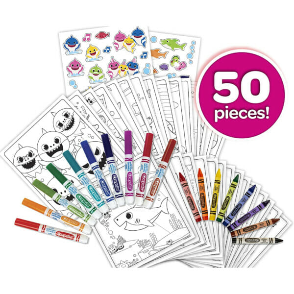 crayola baby shark art set, washable art supplies, 50 pieces8